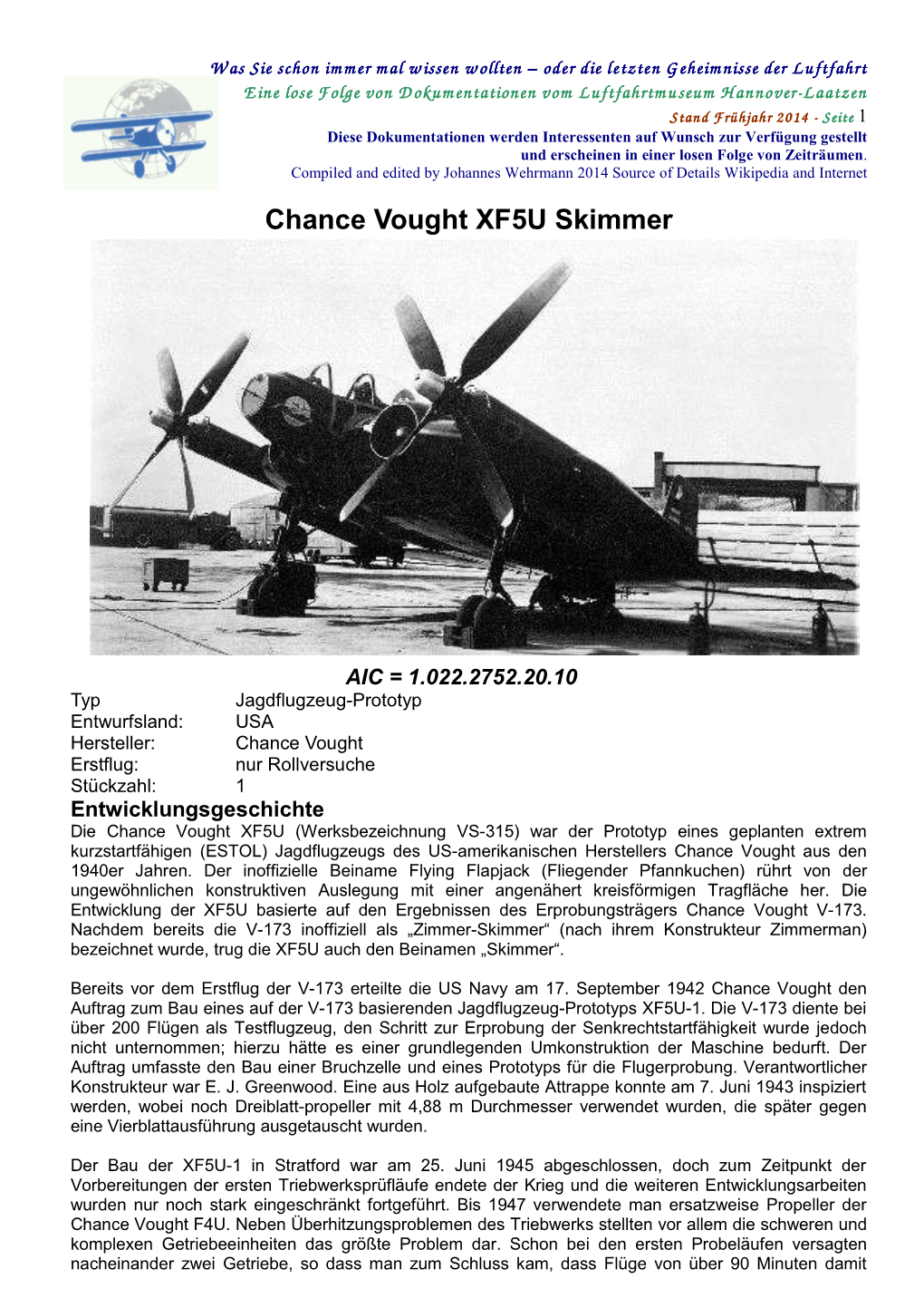 Chance Vought XF5U Skimmer