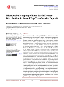 Microprobe Mapping of Rare Earth Element Distribution in Round Top Yttrofluorite Deposit