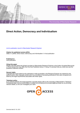Direct Action, Democracy and Individualism