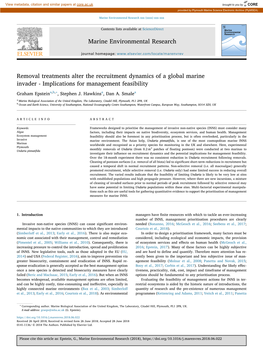 Removal Treatments Alter the Recruitment Dynamics of a Global Marine Invader - Implications for Management Feasibility