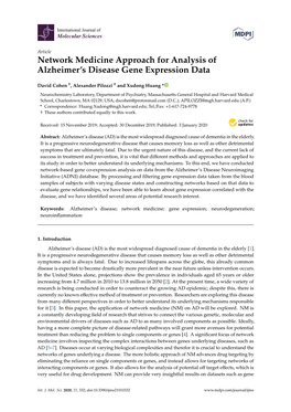 Network Medicine Approach for Analysis of Alzheimer's Disease Gene Expression Data