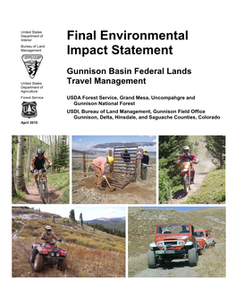 Final Environmental Impact Statement Gunnison, Delta, Hinsdale, and Saguache Counties, Colorado