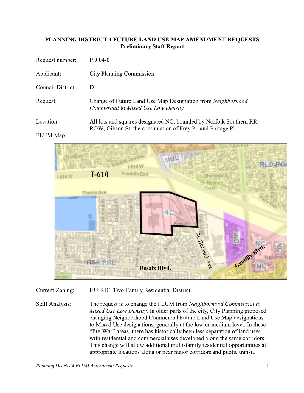 PLANNING DISTRICT 4 FUTURE LAND USE MAP AMENDMENT REQUESTS Preliminary ...