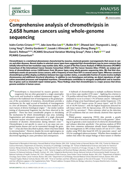 Comprehensive Analysis of Chromothripsis in 2,658 Human Cancers Using Whole-Genome Sequencing