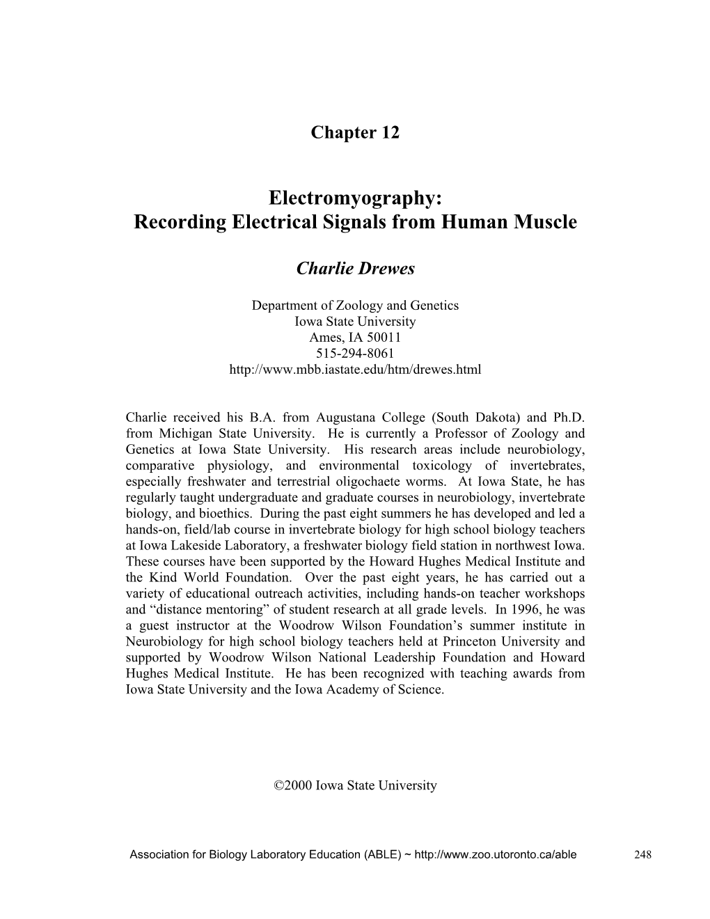 Electromyography: Recording Electrical Signals from Human Muscle