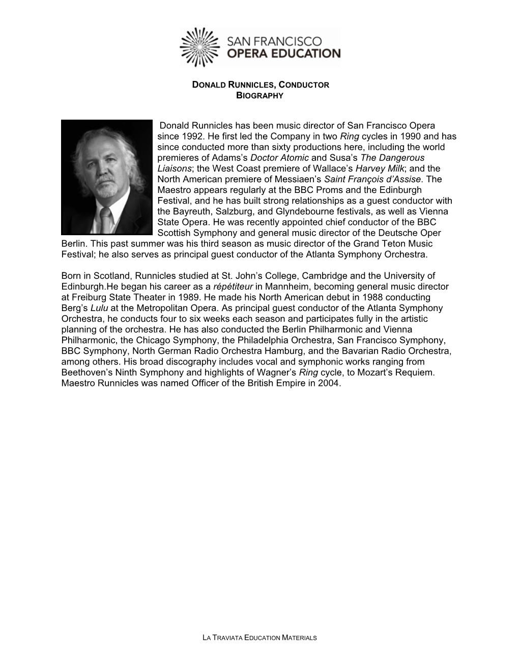 Donald Runnicles, Conductor Biography