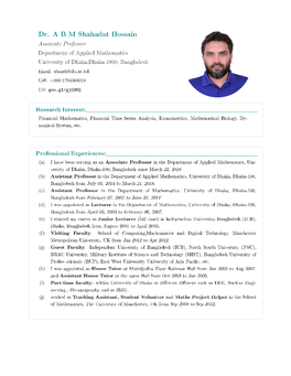 Resume of Dr. ABM Shahadat Hossain