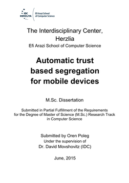 Automatic Trust Based Segregation for Mobile Devices