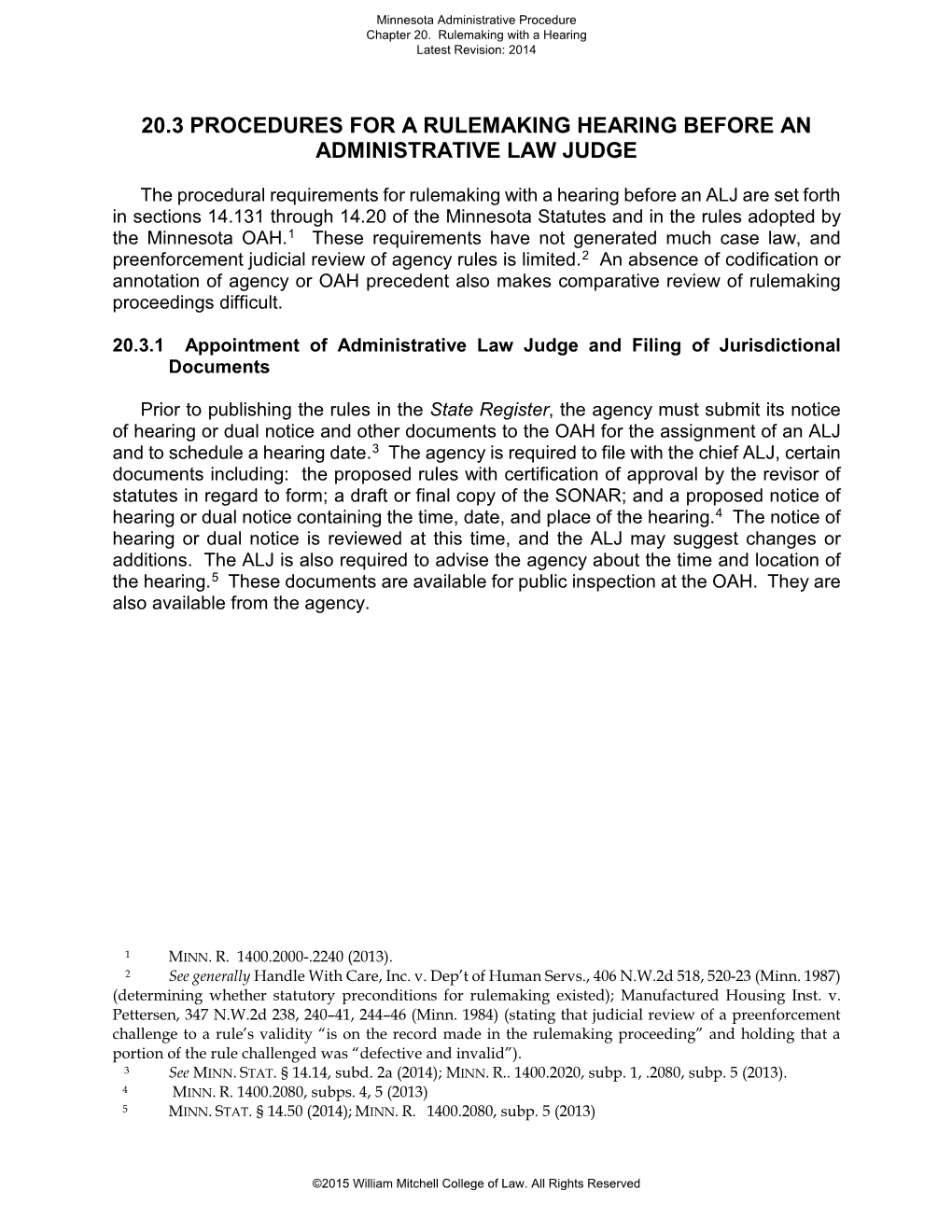 20.3 Procedures for a Rulemaking Hearing Before an Administrative Law Judge