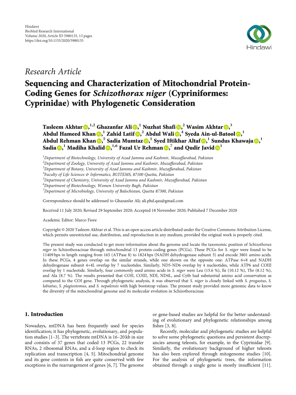 Sequencing and Characterization of Mitochondrial Protein-Coding