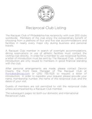 Reciprocal Club Listing