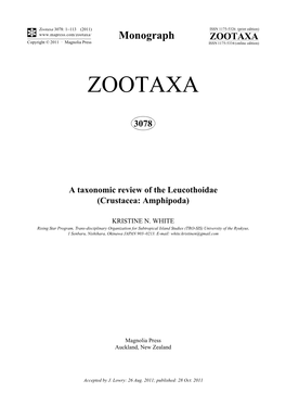 A Taxonomic Review of the Leucothoidae (Crustacea: Amphipoda)