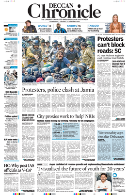 Protesters, Police Clash at Jamia Some People Are Protest- to Further Create Prob- Delhi Assembly Ing