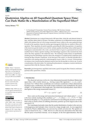 Can Dark Matter Be a Manifestation of the Superfluid Ether?