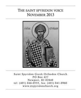 The Saint Spyridon Voice November 2013