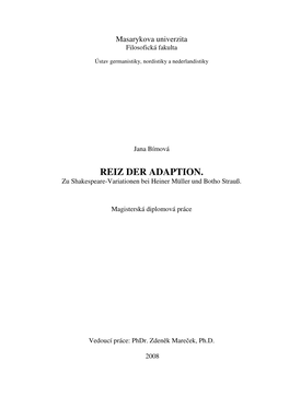 REIZ DER ADAPTION. Zu Shakespeare-Variationen Bei Heiner Müller Und Botho Strauß