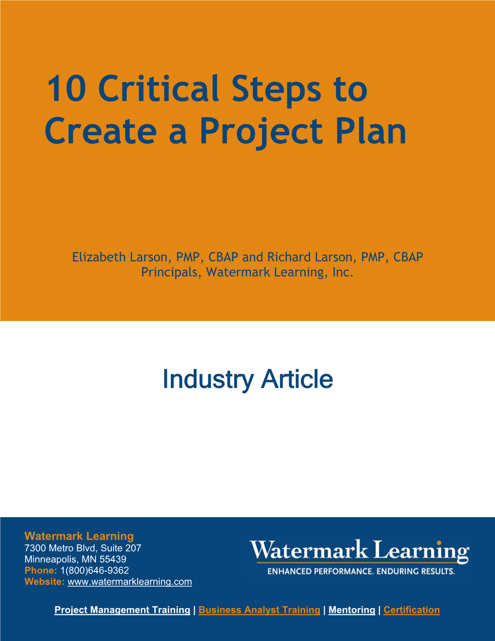 10 Critical Steps to Create a Project Plan