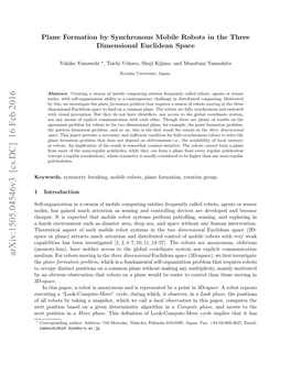 Plane Formation by Synchronous Mobile Robots in the Three Dimensional Euclidean Space