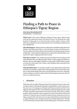 Finding a Path to Peace in Ethiopia's Tigray Region
