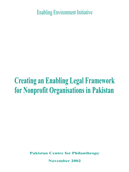 Creating an Enabling Legal Framework for Nonprofit Organisations in Pakistan