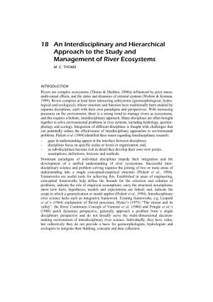 18 an Interdisciplinary and Hierarchical Approach to the Study and Management of River Ecosystems M