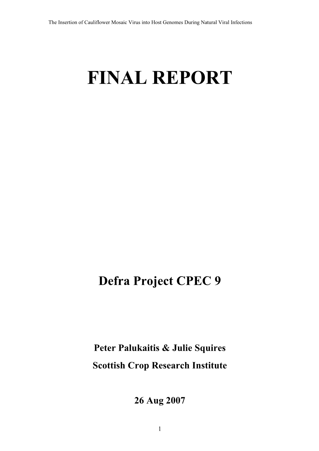 Final Report – Draft