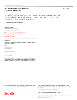 Griselda Pollock, Differencing the Canon: Feminist Desire and the Writing of Art's Histories