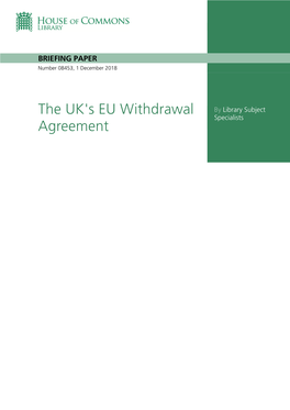 The UK's EU Withdrawal Agreement