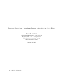 Sistemas Operativos Y Una Introducción a Los Sistemas Unix