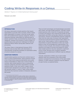 Coding Write in Responses in a Census