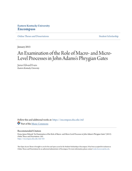 And Micro-Level Processes in John Adams's Phrygian Gates" (2013)