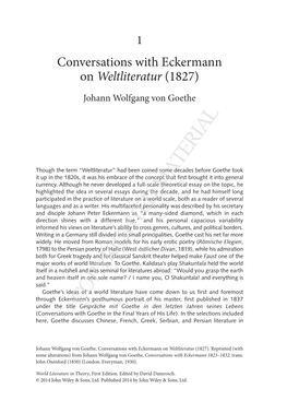 Conversations with Eckermann on Weltliteratur (1827)