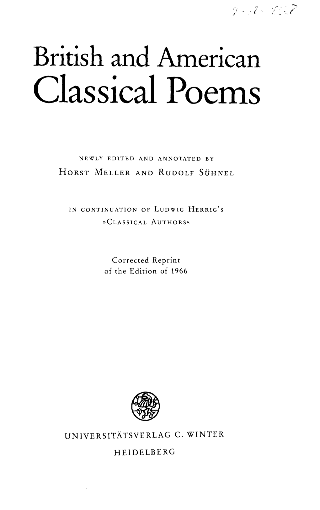 British and American Classical Poems