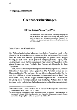 Grenzüberschreitungen. Olivier Assayas' IRMA VEP (1996)