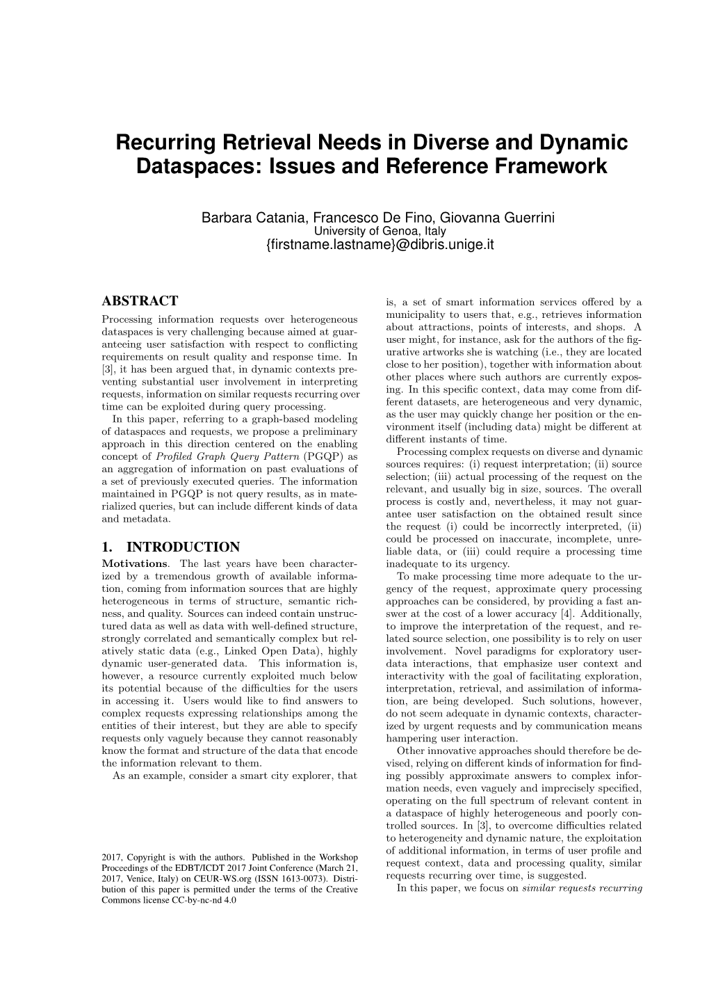 Recurring Retrieval Needs in Diverse and Dynamic Dataspaces: Issues and Reference Framework