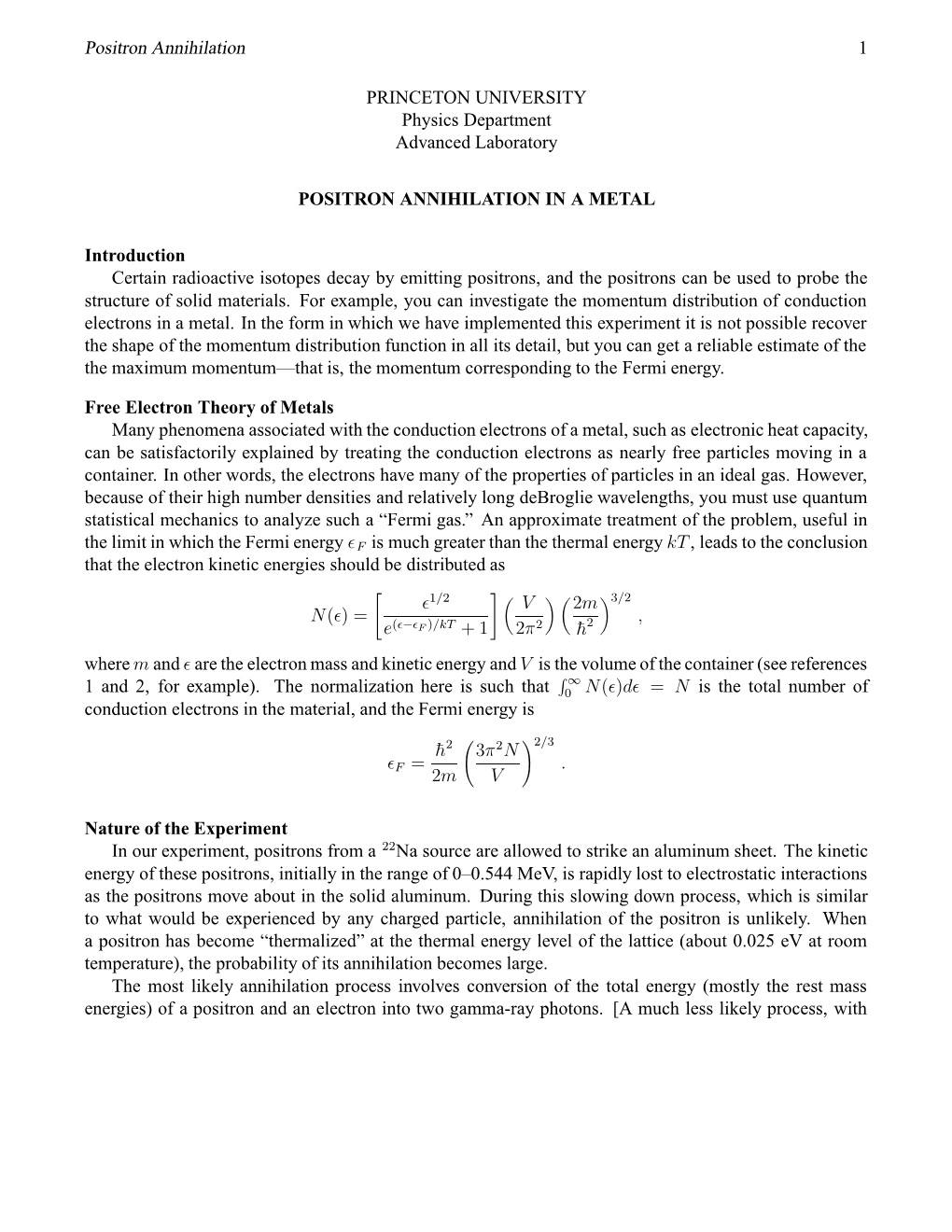 Positron Annihilation 1