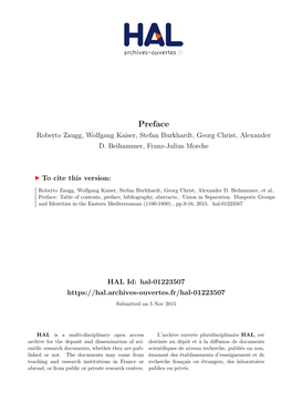 Preface Roberto Zaugg, Wolfgang Kaiser, Stefan Burkhardt, Georg Christ, Alexander D