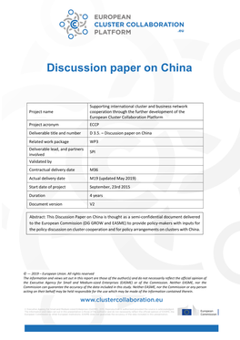 Discussion Paper on China