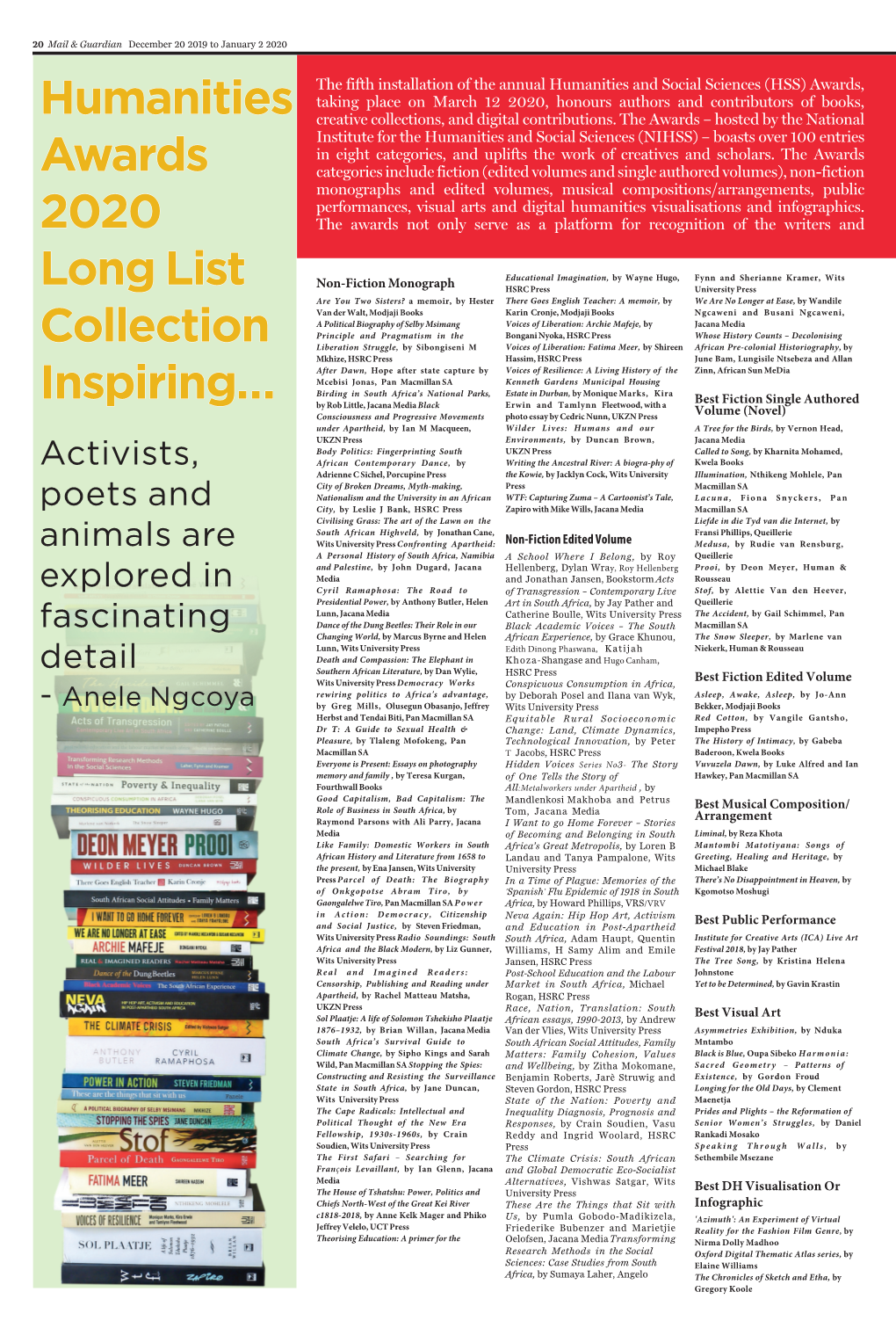 Humanities Awards 2020 Long List Collection Inspiring…