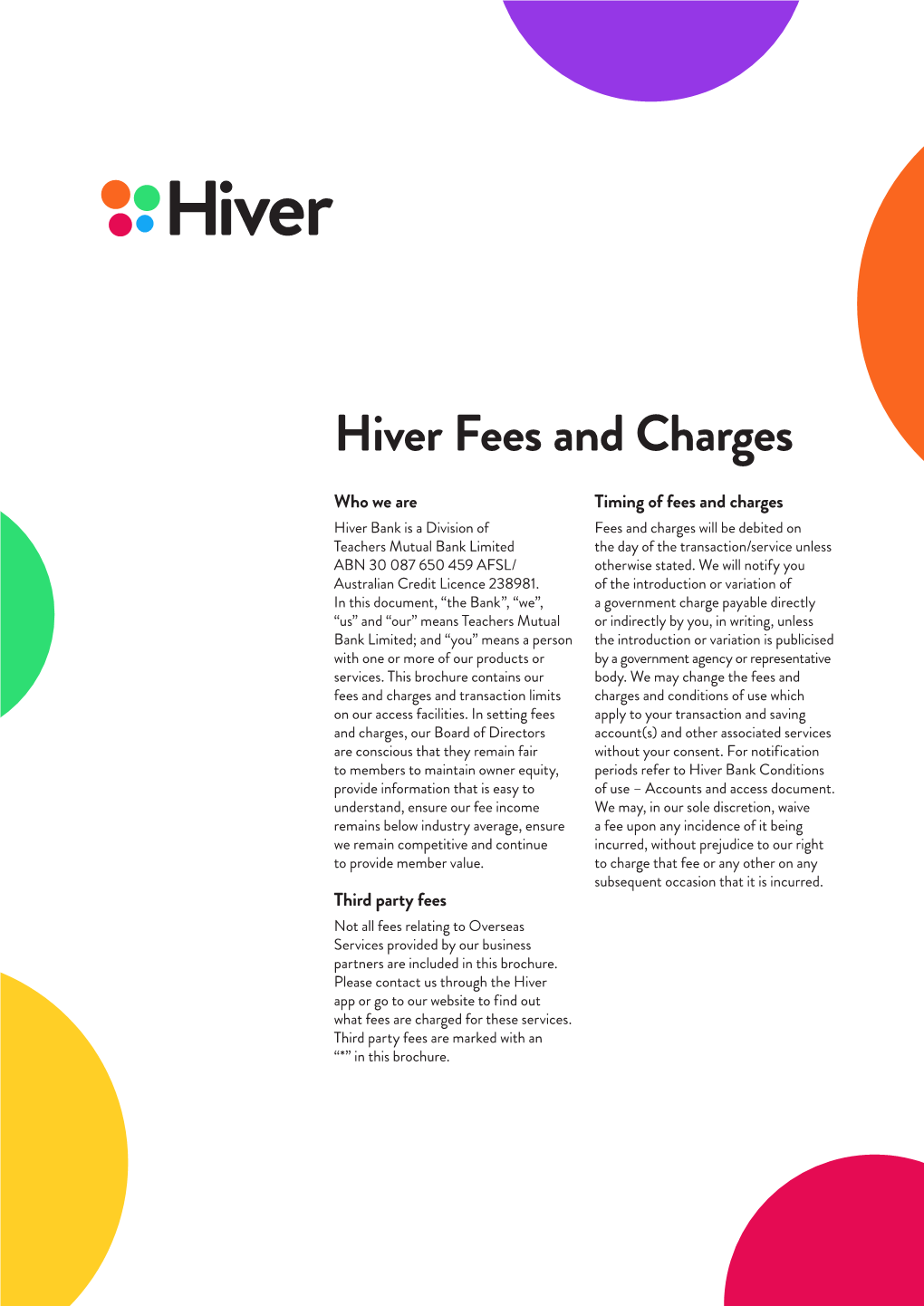 Fees and Charges