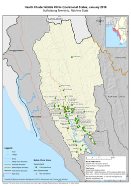 Health Cluster Mobile Clinic Operational Status, January 2018 Buthidaung Township, Rakhine State