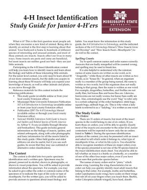 4-H Insect Identification Study Guide for Junior 4-H’Ers