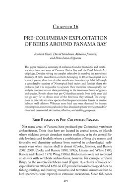 Chapter 16 Pre-Columbian Exploitation of Birds Around