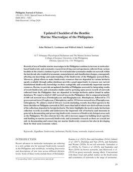 Updated Checklist of the Benthic Marine Macroalgae of the Philippines