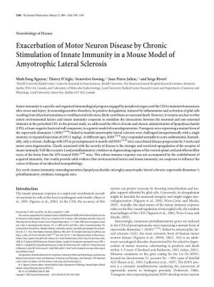 Exacerbation of Motor Neuron Disease by Chronic Stimulation of Innate Immunity in a Mouse Model of Amyotrophic Lateral Sclerosis