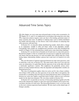 In This Chapter, We Cover Some More Advanced Topics in Time Series Econometrics. In
