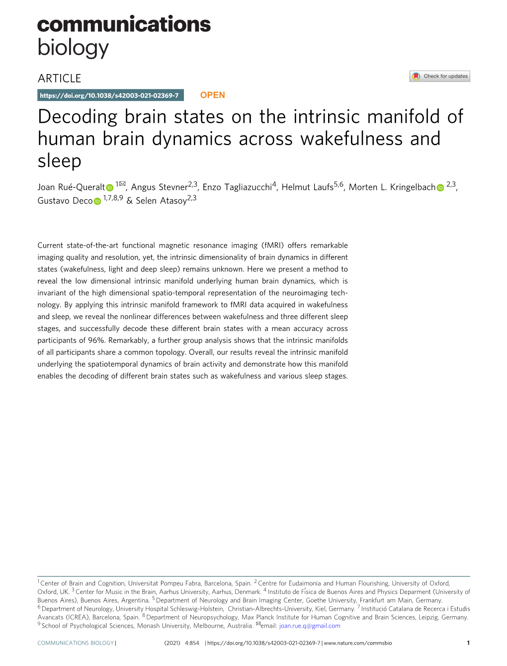 Decoding Brain States on the Intrinsic Manifold of Human Brain Dynamics