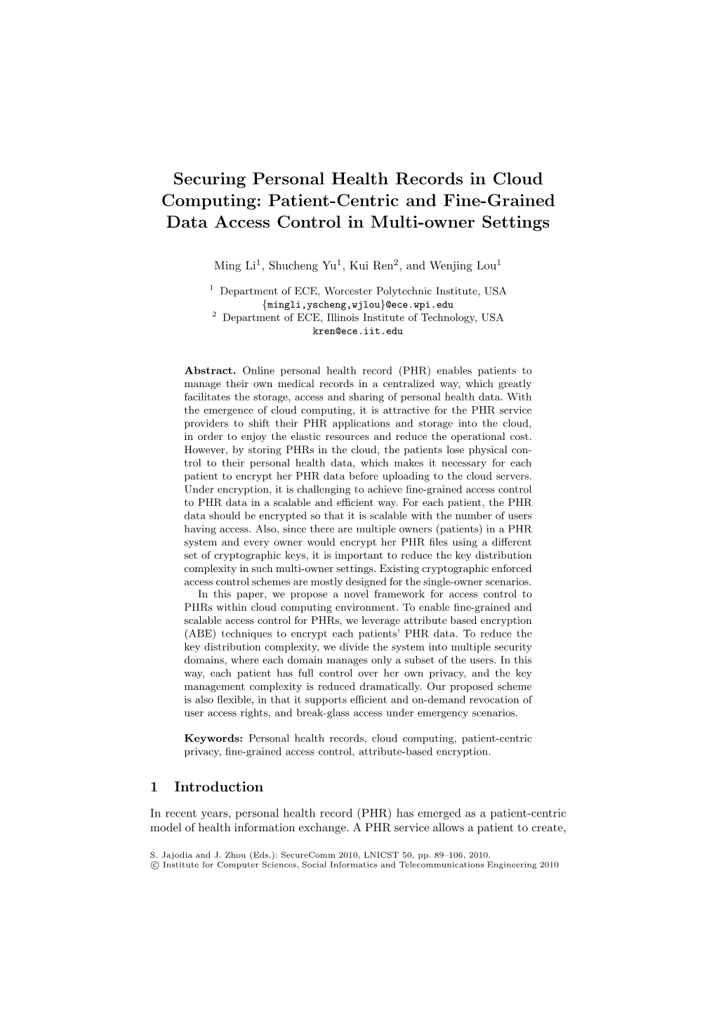 Securing Personal Health Records in Cloud Computing: Patient-Centric and Fine-Grained Data Access Control in Multi-Owner Settings