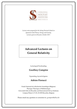 Advanced Lectures on General Relativity