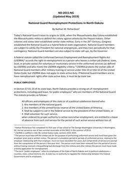 National Guard Reemployment Protections in North Dakota